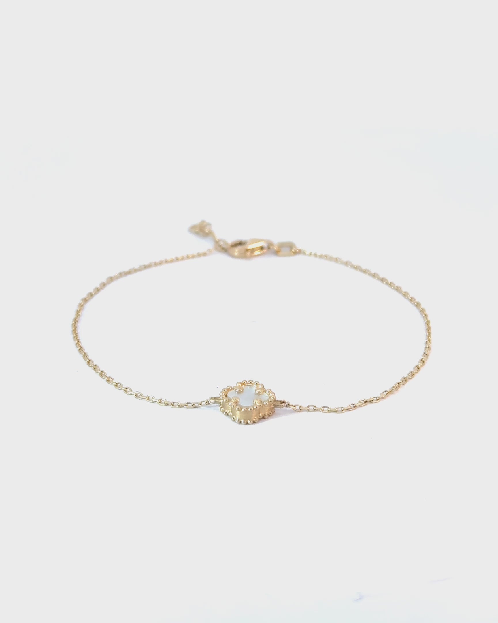 Náramok Aurora Clover perleťový 1ks mini štvorlístok , 14K zlato (Kopie)