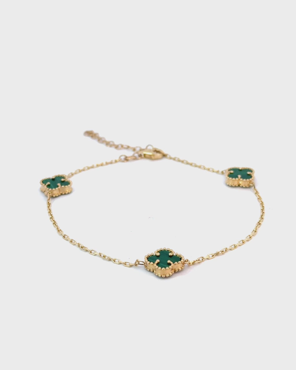 Náramok Aurora Clover zelený 3ks malý štvorlístok , 14K zlato