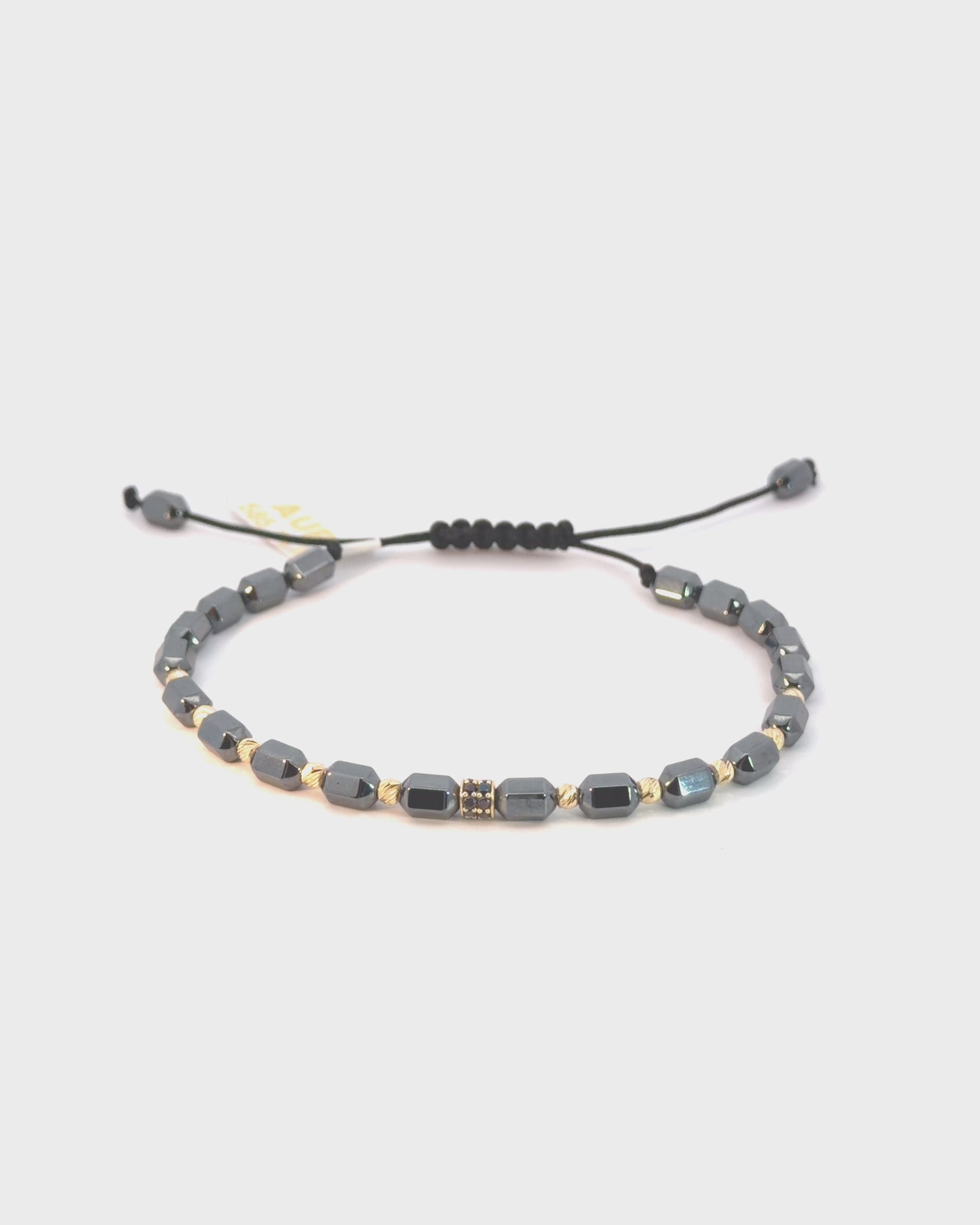 Zlatý šnúrkový náramok Éclipse Black, 14K zlato