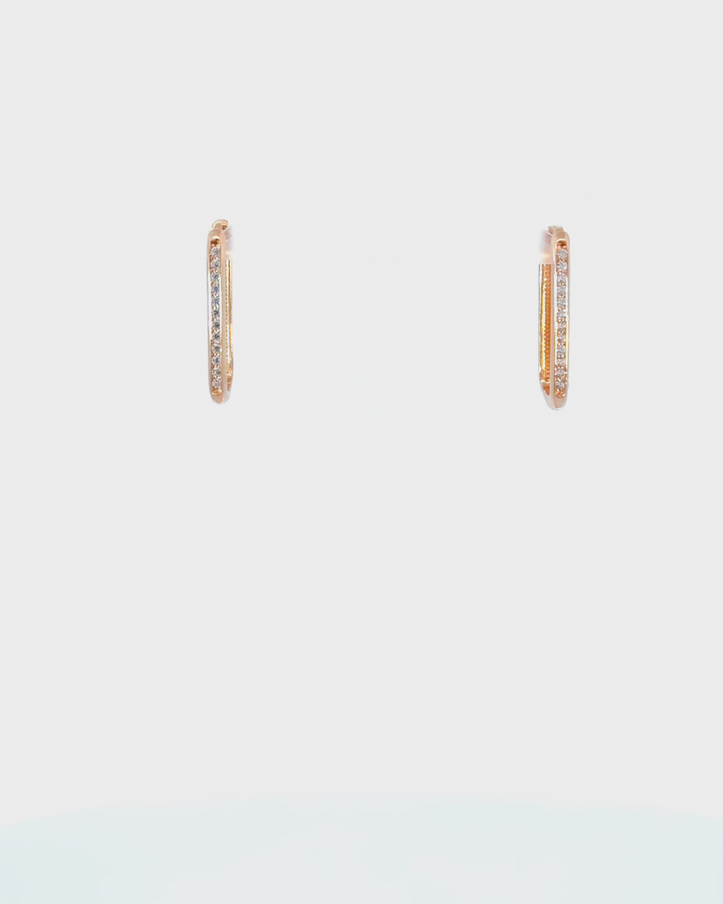 Oválne náušnice Aria Dualis ružové, 14K zlato