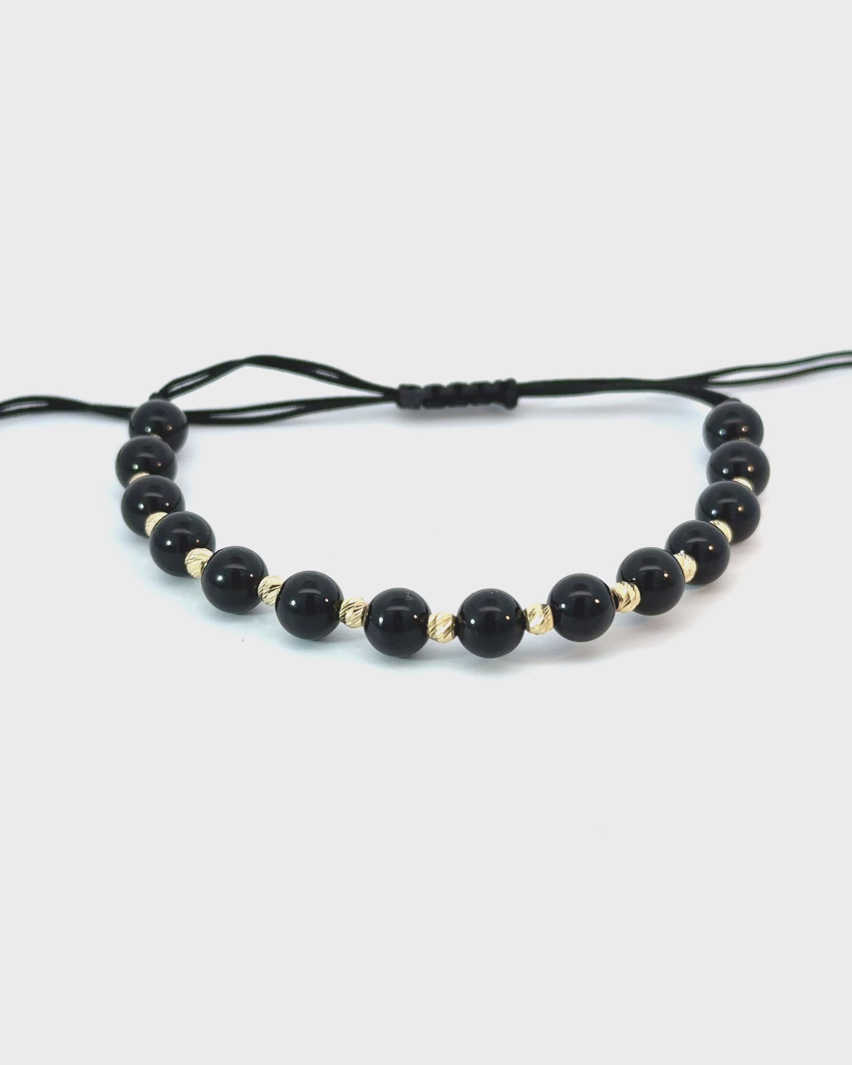 Zlatý šnúrkový náramok Onyx Sphere, 14K zlato