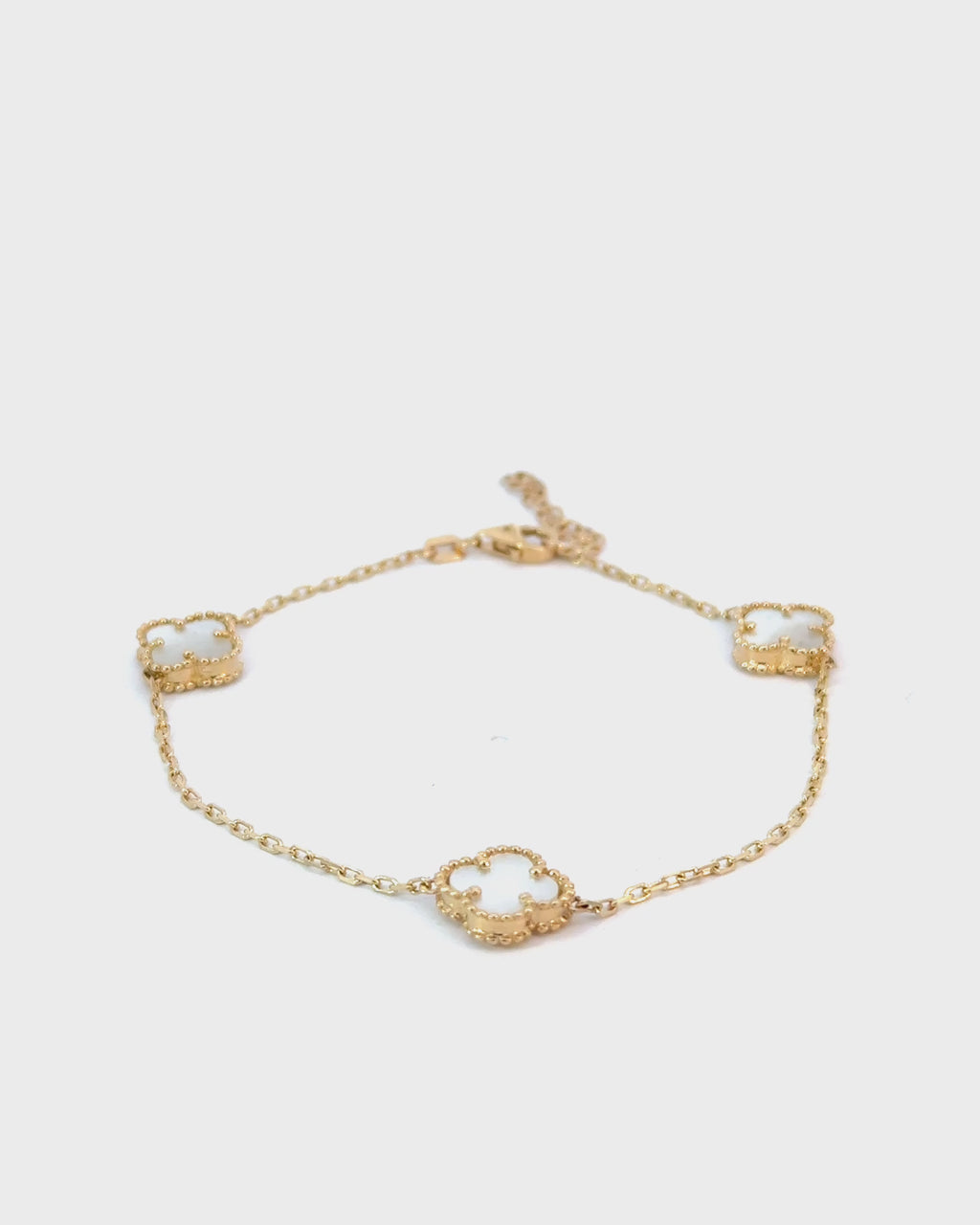 Náramok Aurora Clover biely 3ks malý štvorlístok , 14K zlato