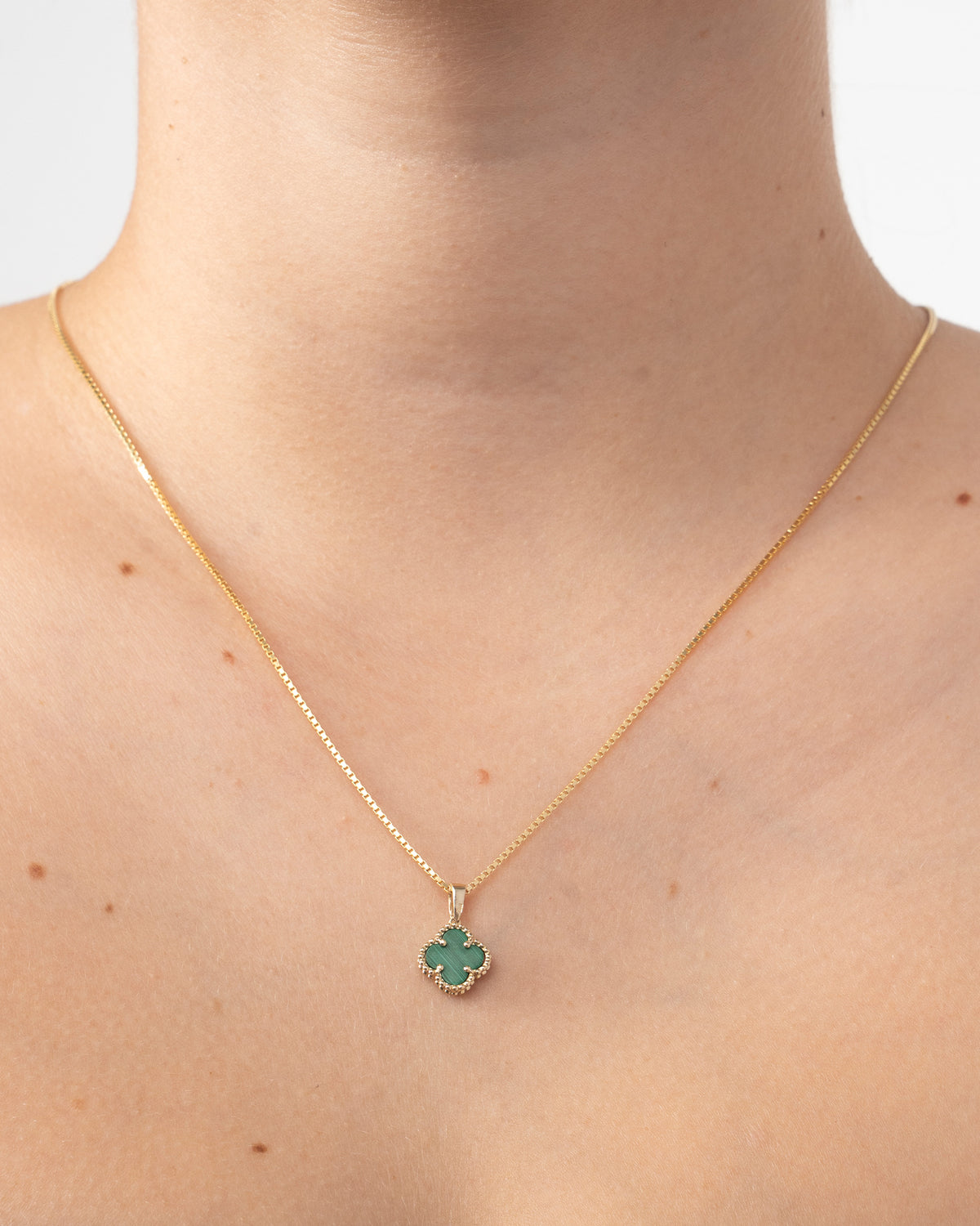 Prívesok Aurora Clover zelený malý, 14K zlato