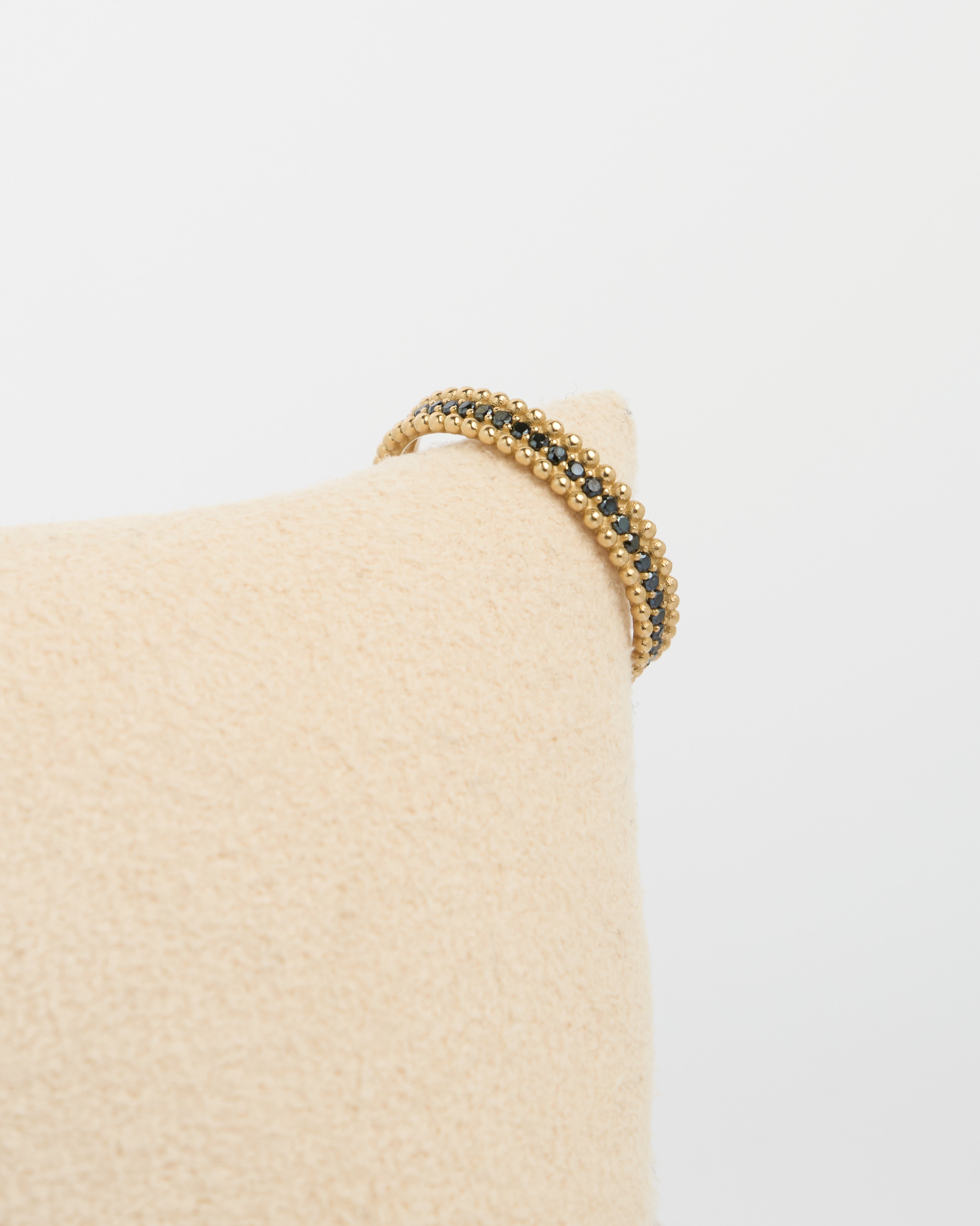 Prsteň Aurelia Beads black, 14K zlato