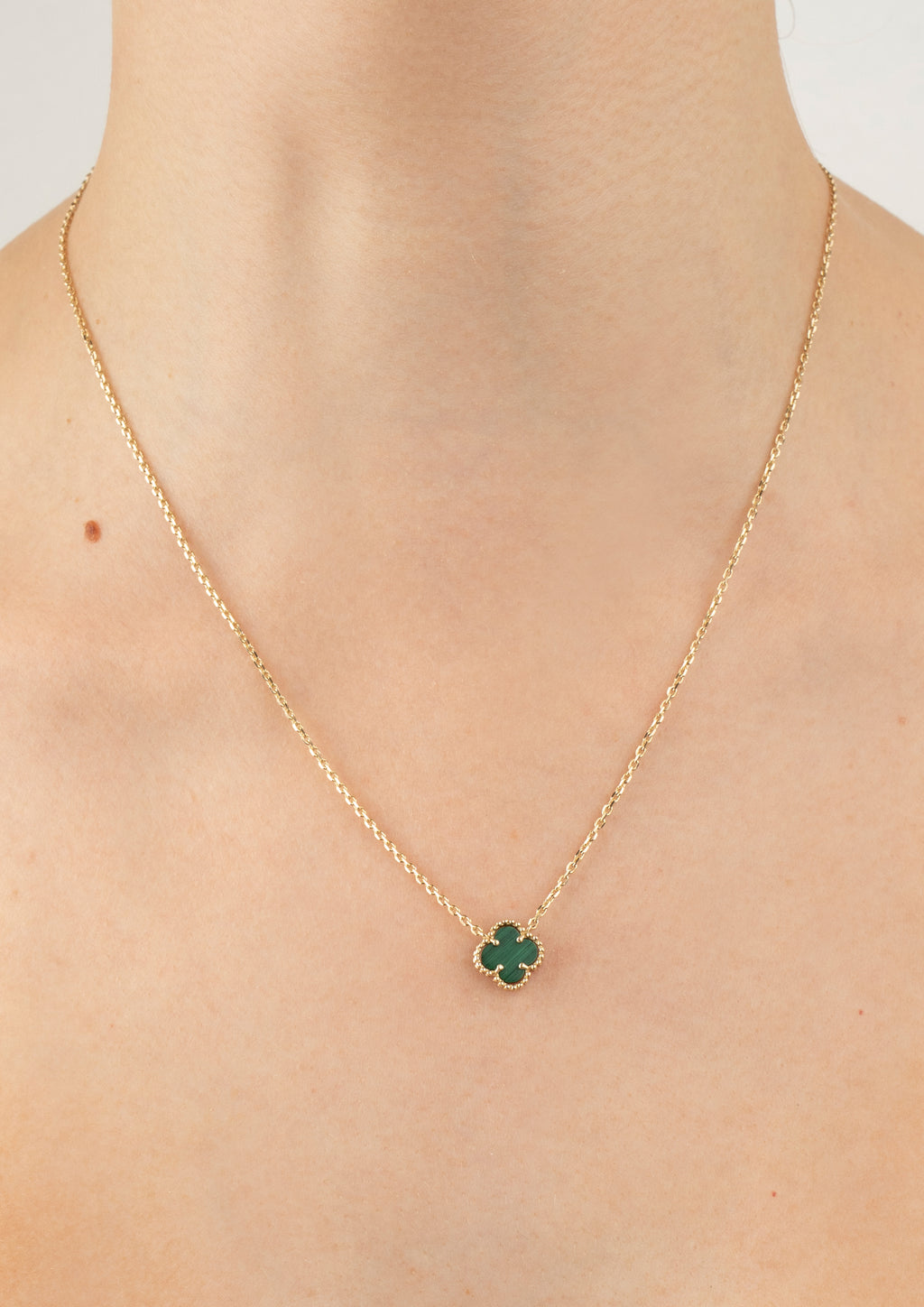 Náhrdelník Aurora Clover zelený malý , 14K zlato