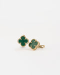 Náušnice na francúzske zapínanie Aurora Clover zelené malé, 14K zlato